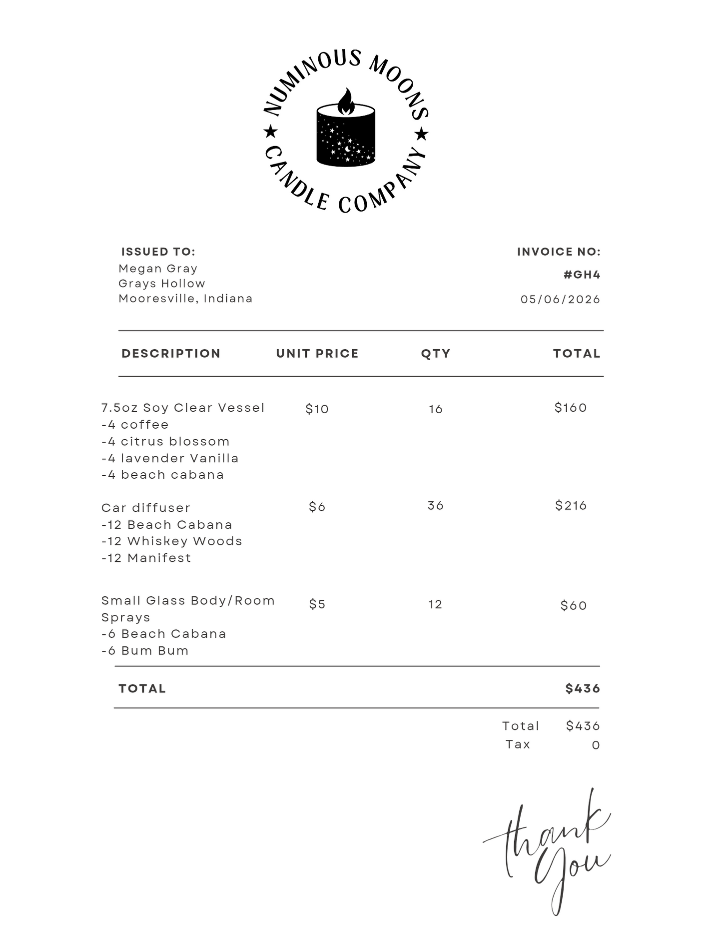 Wholesale Order - GH 4