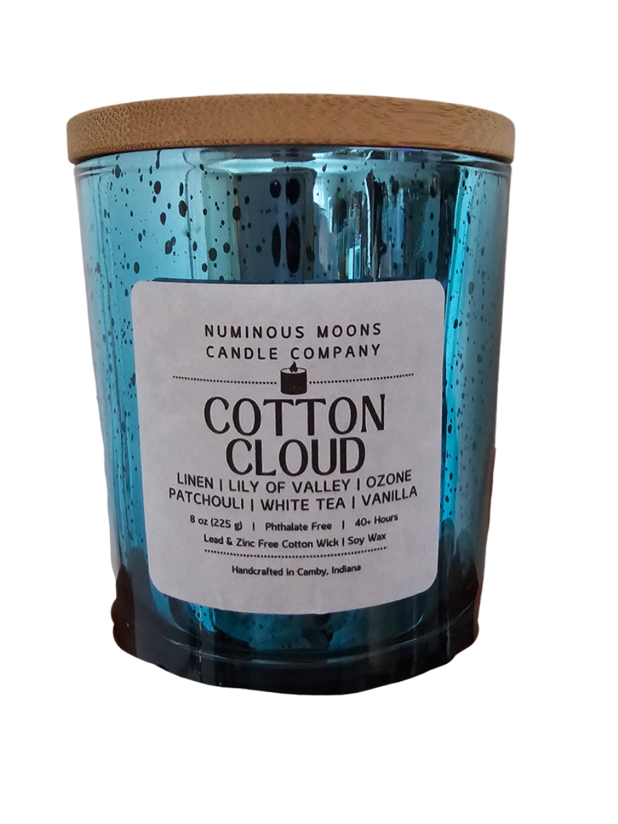 Soy Candles with Phthalate Free Scents in Blue Mercury Vessels