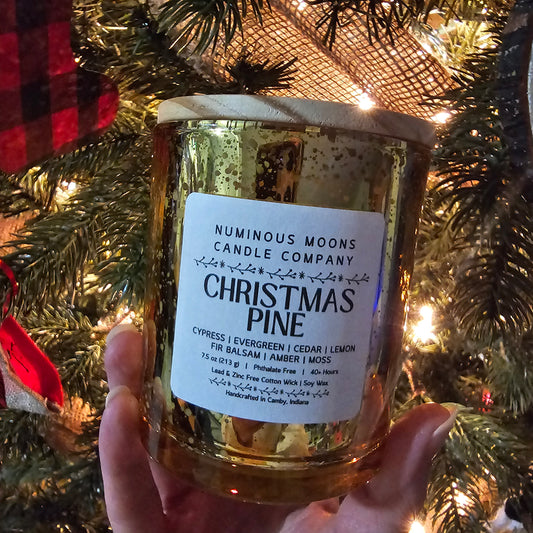 Christmas Pine in Gold Mercury Vessels