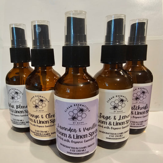 Organic Room Spray with Essential Oils - Multiple Essential Oils & Blends to Choose From