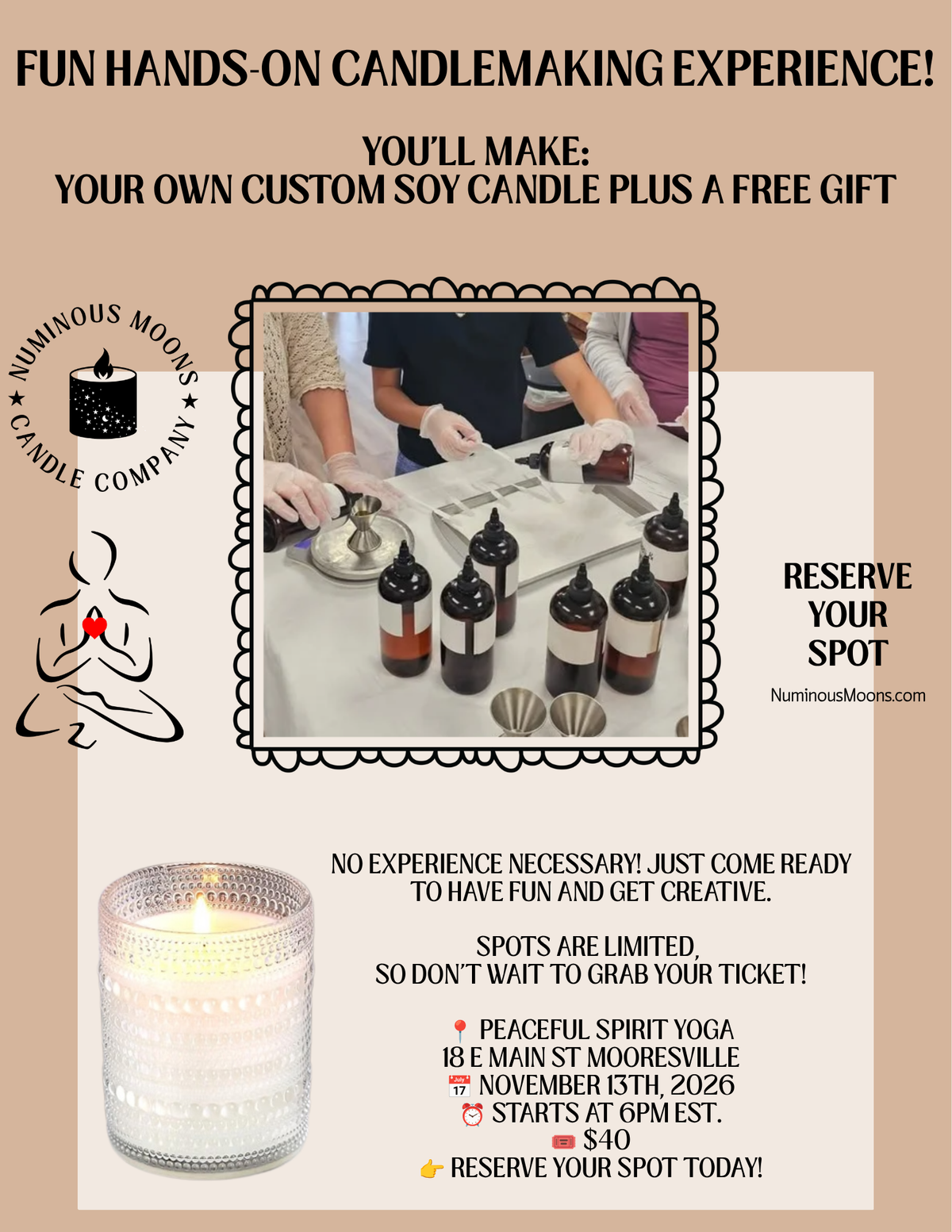 Candlemaking at Peaceful Spirit Yoga November 13th at 6pm est.