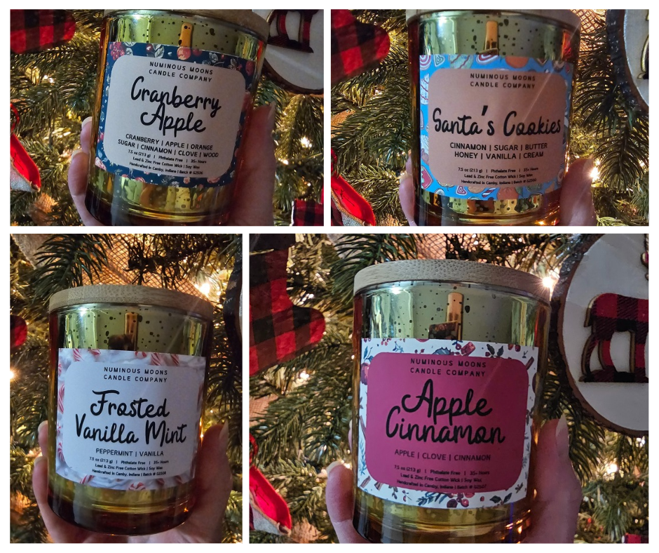 Holiday Candles in Gold Mercury Vessels